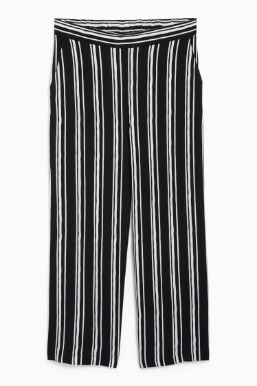 Mujer - Pantalón de tela - mid waist - palazzo - de rayas - negro / blanco