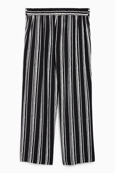 Femmes - Pantalon de toile - mid waist - palazzo - à rayures - noir / blanc