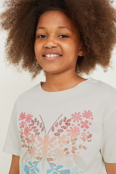 Kinder Mädchen - Kurzarmshirt - cremeweiss