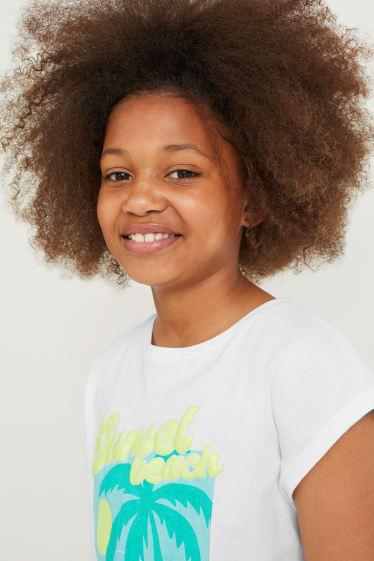 Bambine - Confezione da 5 - maglia a maniche corte - bianco