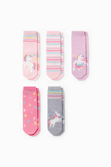Kinder Mädchen - Multipack 5er - Einhorn - Socken mit Motiv - rosa