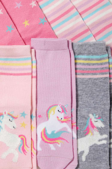 Kinder - Multipack 5er - Einhorn - Socken mit Motiv - rosa