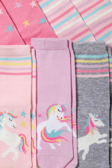 Kinder Mädchen - Multipack 5er - Einhorn - Socken mit Motiv - rosa