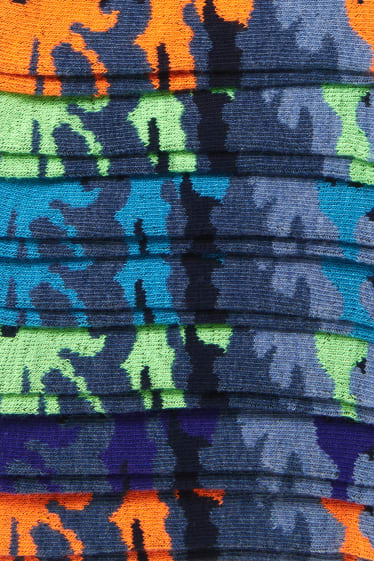 Kinderen - Set van 7 paar - camouflage - sokken met motief - donkerblauw