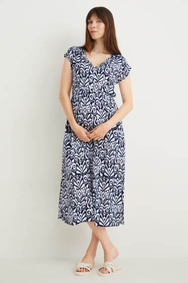 Women - Maternity dress - dark blue / creme white