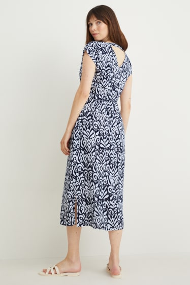 Women - Maternity dress - dark blue / creme white