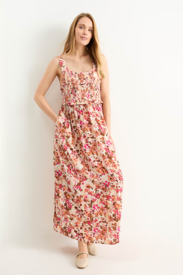 Dámské - Kojící šaty - s květinovým vzorem - růžová
