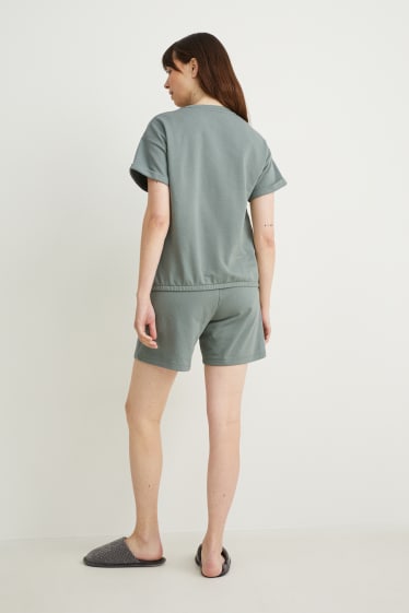 Donna - Set - t-shirt e shorts premaman - 2 pezzi - verde