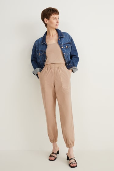 Mujer - Pantalón de tela - mid waist - tapered fit - beis