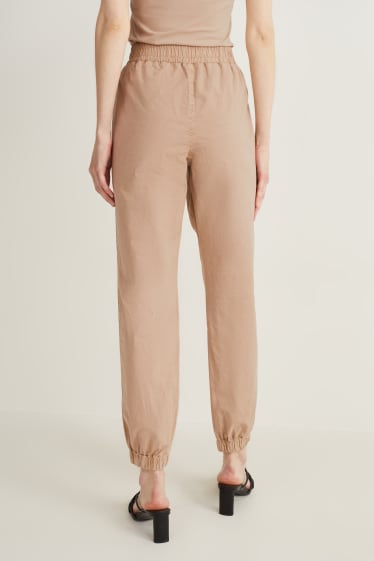 Women - Cloth trousers - mid-rise waist - tapered fit - beige
