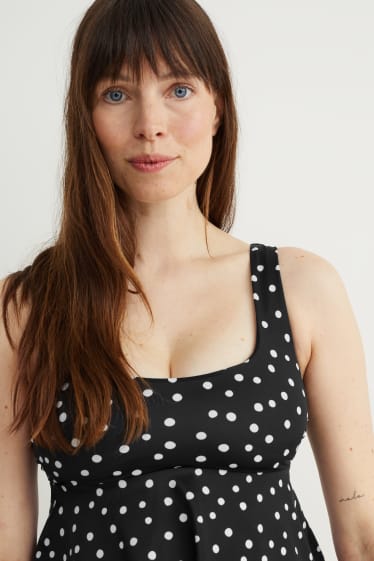 Donna - Top tankini premaman - imbottito - a pois - nero