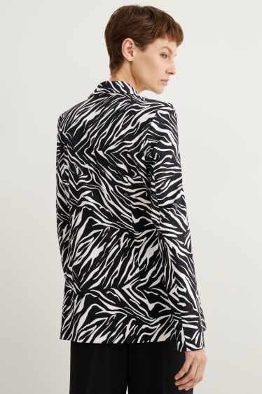 Women - Blazer - relaxed fit - patterned - black / white