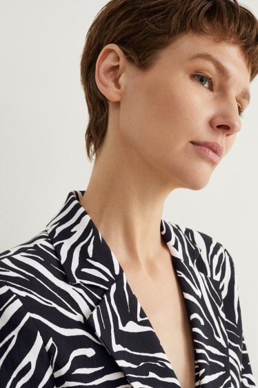 Women - Blazer - relaxed fit - patterned - black / white