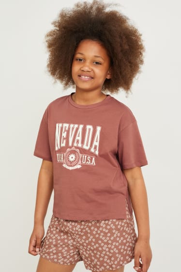 Kinder Mädchen - Kurzarmshirt - braun
