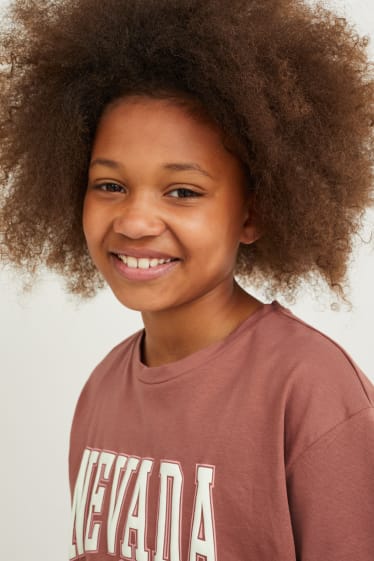 Kinder Mädchen - Kurzarmshirt - braun