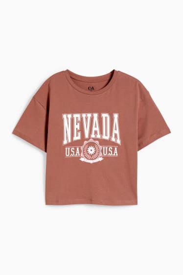 Kinder Mädchen - Kurzarmshirt - braun