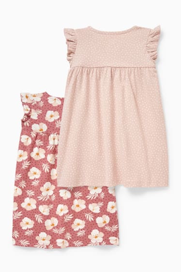 Baby: meisjes - Set van 2 - baby-jurkje - met stippen - roze