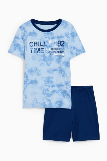 Kinder Jungen - Shorty-Pyjama - 2 teilig - hellblau