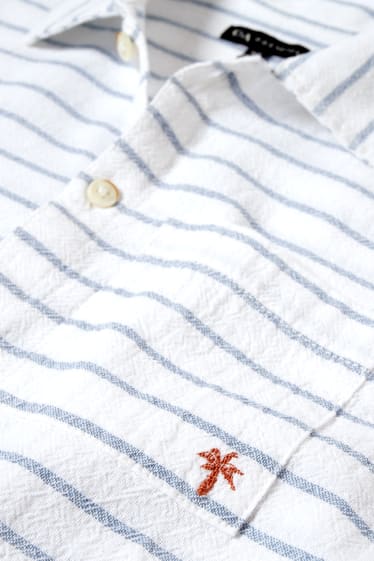 Kinder Jungen - Hemd - gestreift - cremeweiss