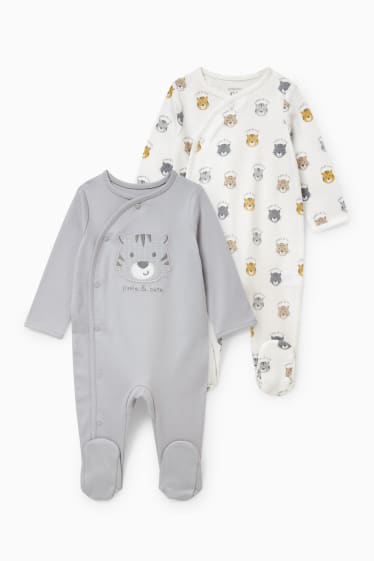 Babys - Set van 2 - baby-pyjama - lichtgrijs