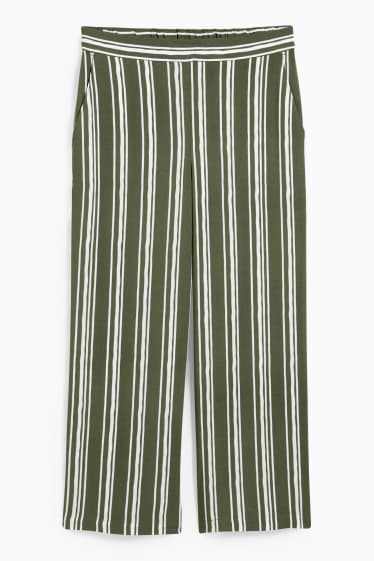 Dona - Pantalons - mid waist - palazzo - de ratlles - verd fosc / blanc