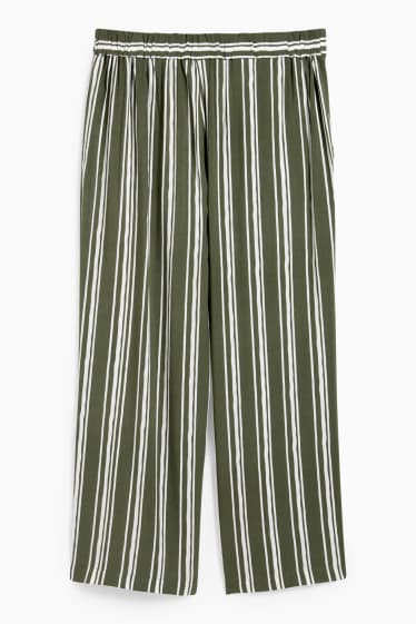 Dona - Pantalons - mid waist - palazzo - de ratlles - verd fosc / blanc