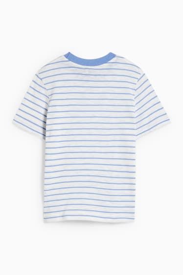Women - T-shirt - striped - light blue
