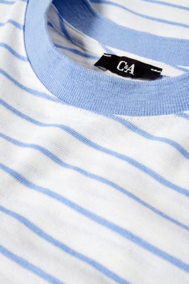 Women - T-shirt - striped - light blue