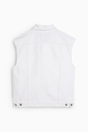 Pánské - Džínová vesta - krémově bílá