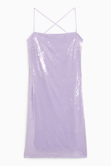 Adolescenți și tineri - CLOCKHOUSE - rochie care accentuează silueta - aspect lucios - violet deschis