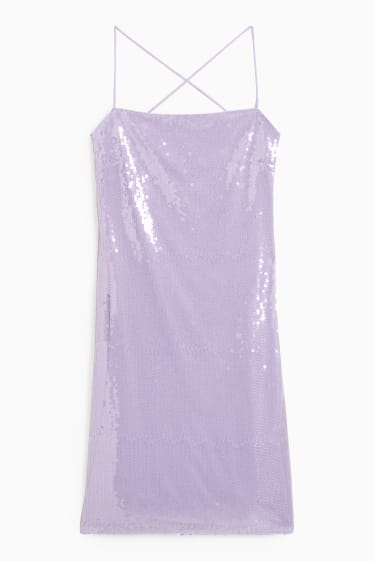 Damen - Figurbetontes Kleid - Glanz-Effekt - hellviolett