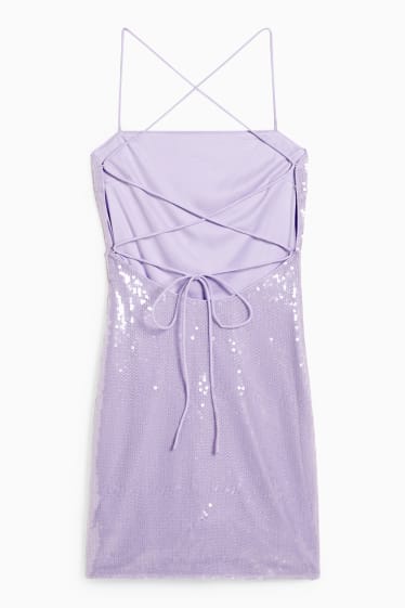 Jóvenes - CLOCKHOUSE - vestido ceñido – brillos - violeta claro