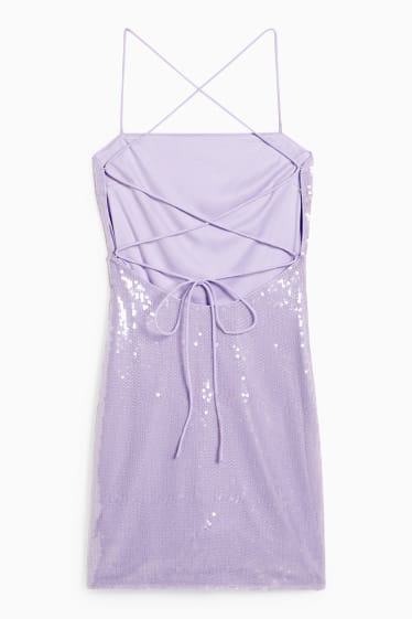 Damen - Figurbetontes Kleid - Glanz-Effekt - hellviolett