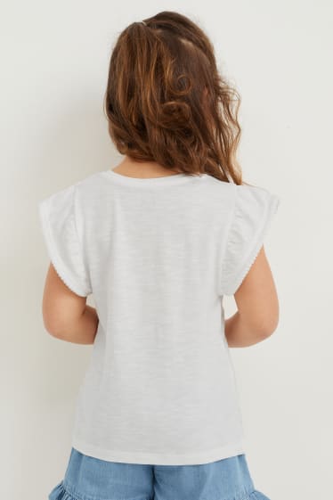 Bambine - Set - t-shirt e borsa - 2 pezzi - bianco crema