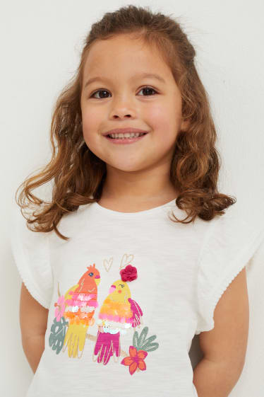 Bambine - Set - t-shirt e borsa - 2 pezzi - bianco crema