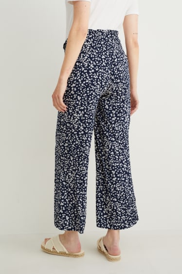 Femmes - Pantalon de grossesse - palazzo - à fleurs - bleu foncé