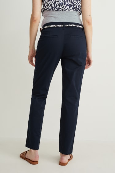 Femmes - Chino de grossesse avec ceinture - slim fit - bleu foncé