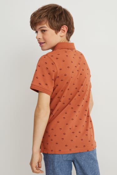 Kinder Jungen - Poloshirt - gemustert - rostbraun