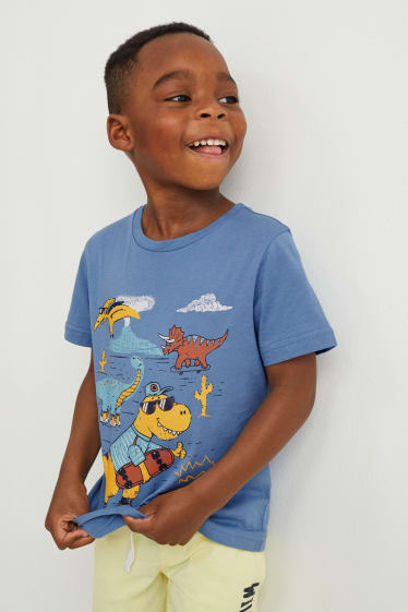 Kinderen - Set van 3 - dino - T-shirt - blauw