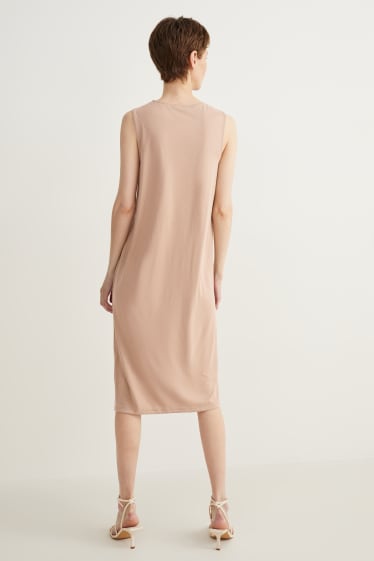 Mujer - Vestido tubo con detalle de nudo - beis