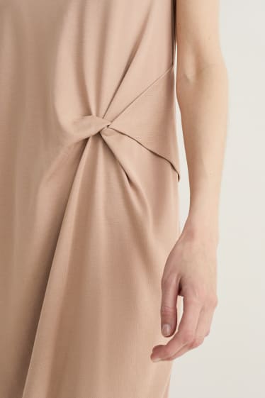 Mujer - Vestido tubo con detalle de nudo - beis