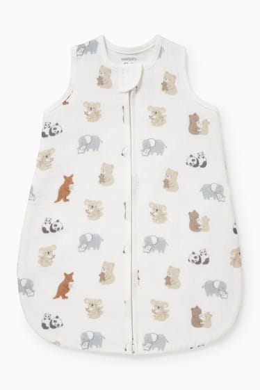 Unisex - Baby-Schlafsack - 0-6 Monate - gemustert - cremeweiß
