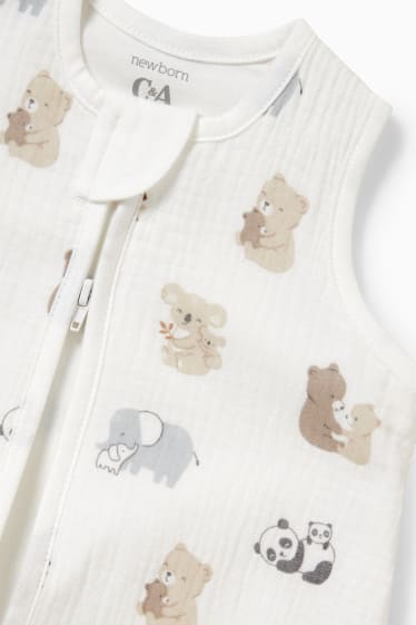 Unisex - Baby-Schlafsack - 0-6 Monate - gemustert - cremeweiß