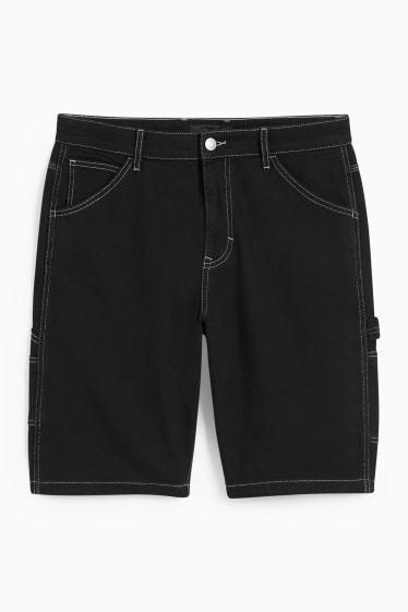 Uomo - Shorts cargo di jeans - nero