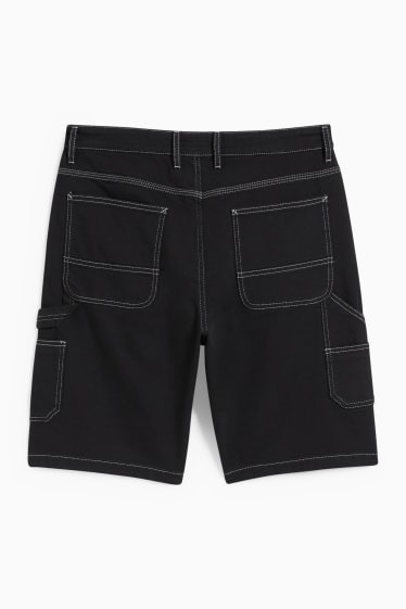 Hommes - Short cargo en jean - noir