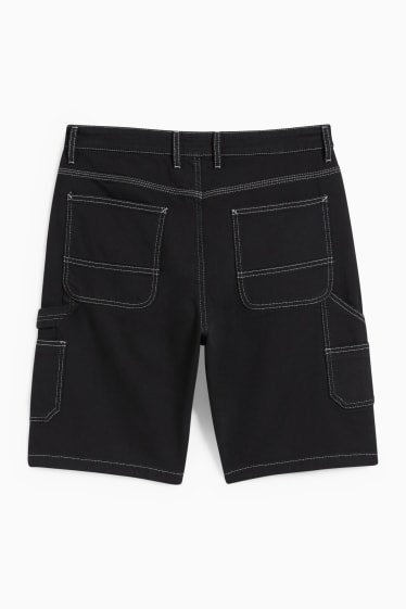 Heren - Denim cargoshorts - zwart