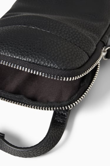Dames - Set - smartphonetasje en portemonnee - imitatieleer - 2-delig - zwart