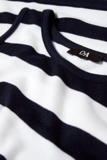 Women - Knitted top - striped - dark blue / white