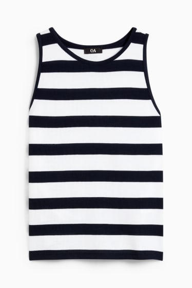 Women - Knitted top - striped - dark blue / white