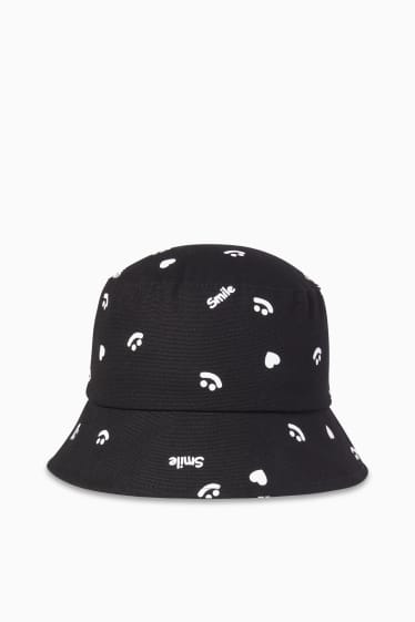 Nastolatki - CLOCKHOUSE - kapelusz - ze wzorem - czarny